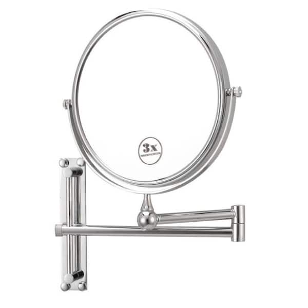 Nameeks Glimmer 8 in. x 8 in. Wall Mounted LED 3x Round Makeup Mirror in Chrome Finish