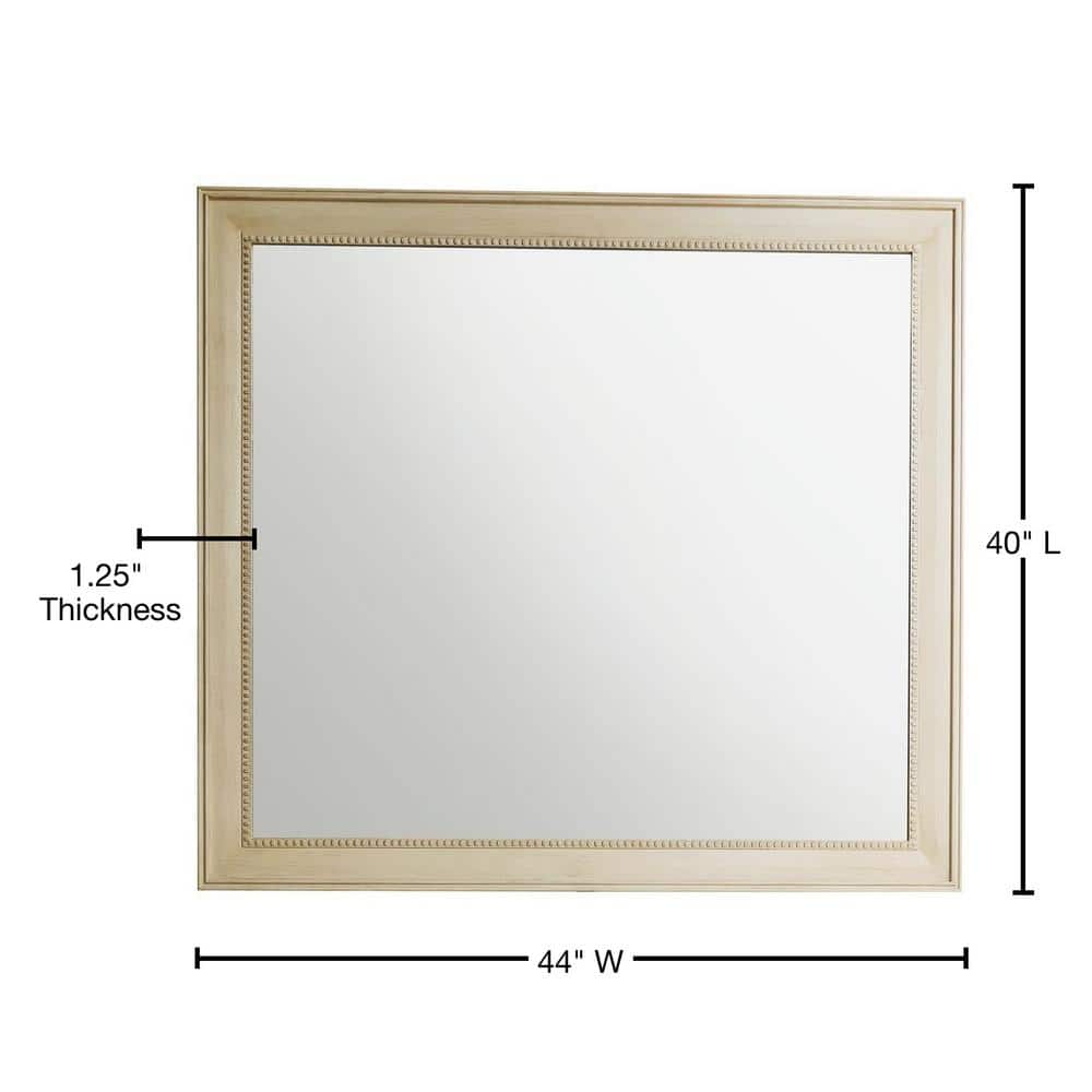Bristol 44" Vintage Vanilla Rectangular Wood-Framed Mirror