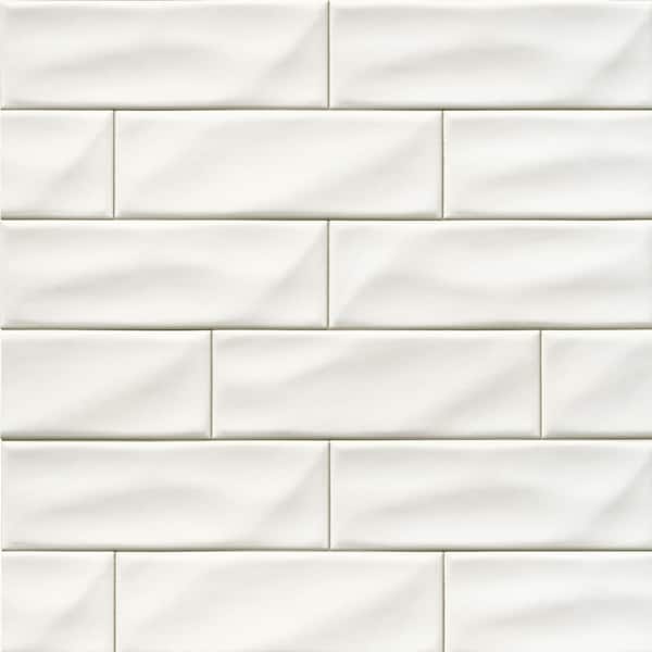 Whisper White 4 in. x 12 in. Glossy Ceramic Subway Wall Tile (5 sq. ft./Case)