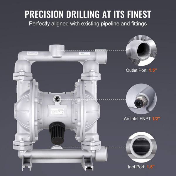 72 GPM Air-Operated Double Diaphragm Pump – 1" Inlet/Outlet, Polypropylene, For General Acid (QBY4-25PP)