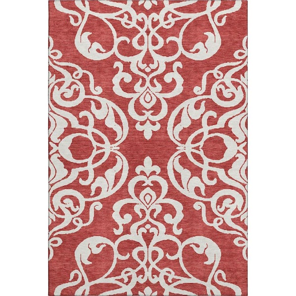 Mayfield Premium Machine Washable Abstract AMF973 Red 2 ft. 6 in. x 3 ft. 10 in. Area Rug