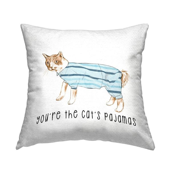 Stupell Industries The Cat's Pajamas Funny Phrase Blue Square Outdoor Throw Pillow