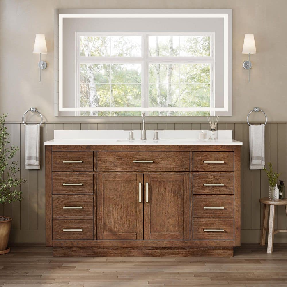 Beckett TK 60 in. Single Freestanding Dark Oak Bath Vanity with White Cultured Marble Top price history on PriceWatchPro