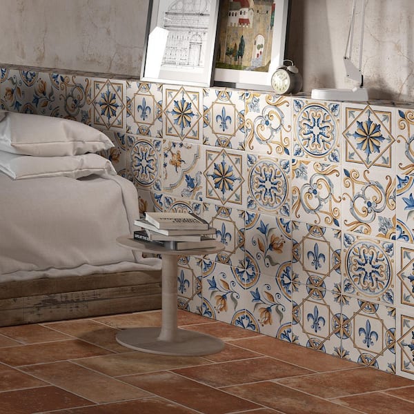 Toscana Giotto Decoro Mix 8 in. x 8 in. Porcelain Floor and Wall Tile (13.5 sq. ft. /Case)