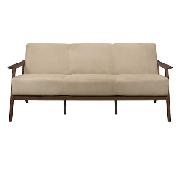 EVERGLADE HOME Lonita 73 in. Slope Arm Velvet Straight in Brown