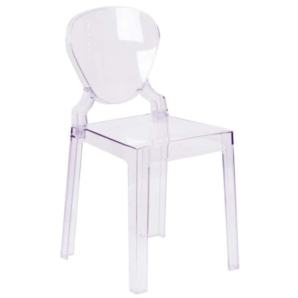 Carnegy Avenue Theo Transparent Crystal Ghost Side Chair with Tear Back in Transparent Crystal