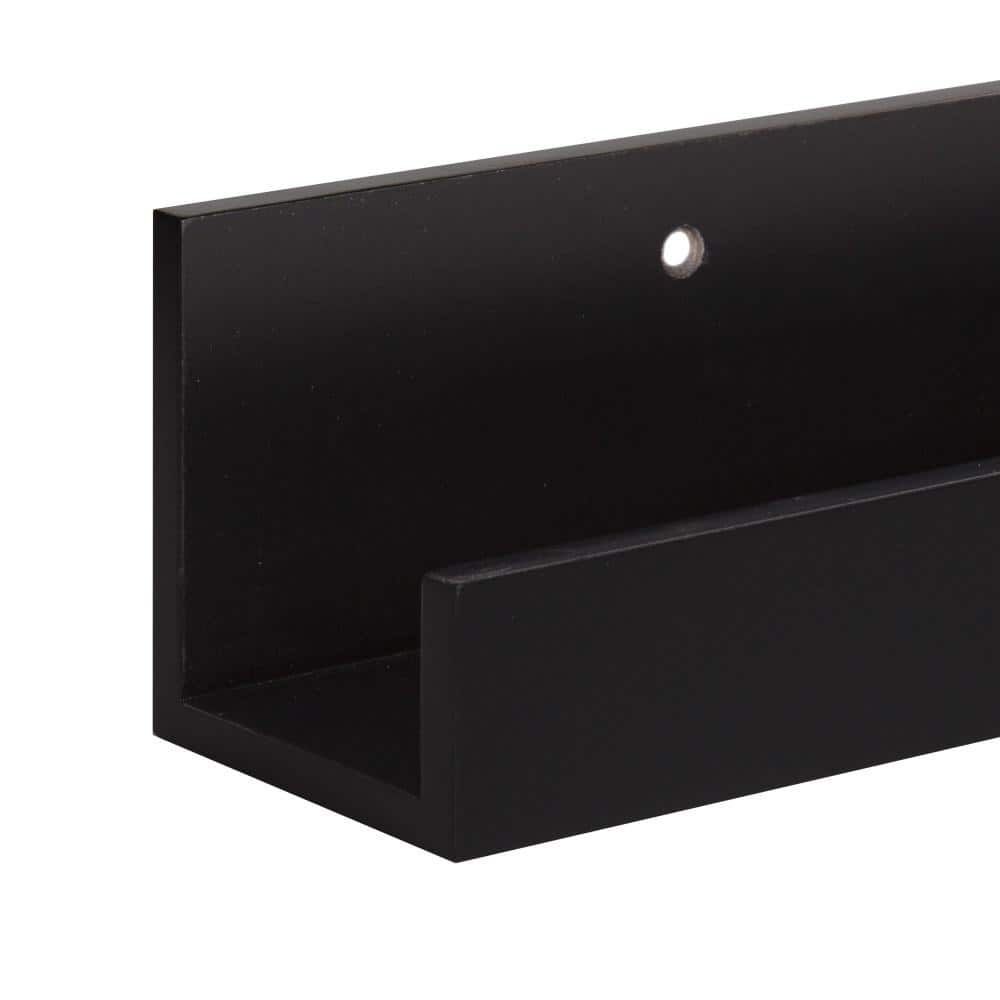 Sleek Black 24" Modern Floating Wall Shelf Set - 2 Pack