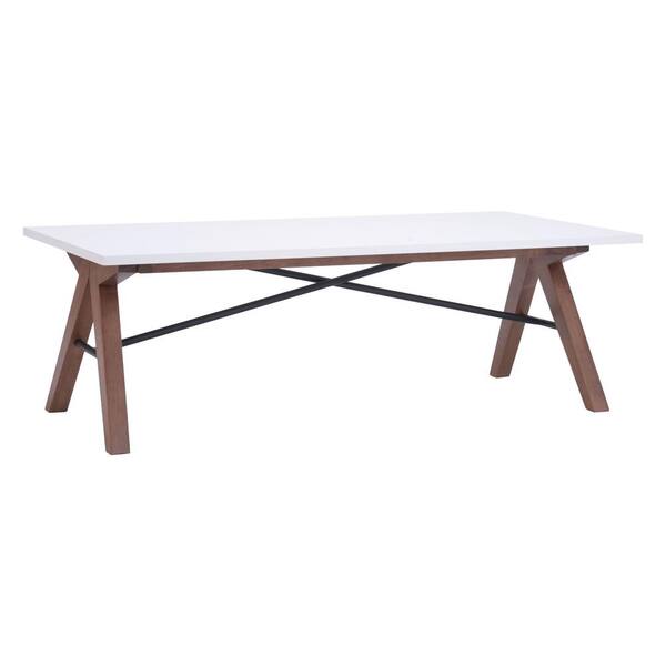 ZUO Saints 47 in. Walnut/White Large Rectangle Wood Coffee Table