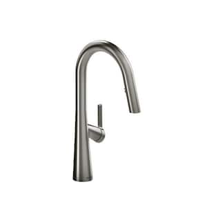 Ludik Single Handle Pull Down Sprayer Kitchen Faucet with Gooseneck in Stainless Steel