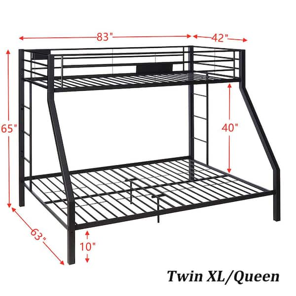 Twin over queen store bunk bed dimensions