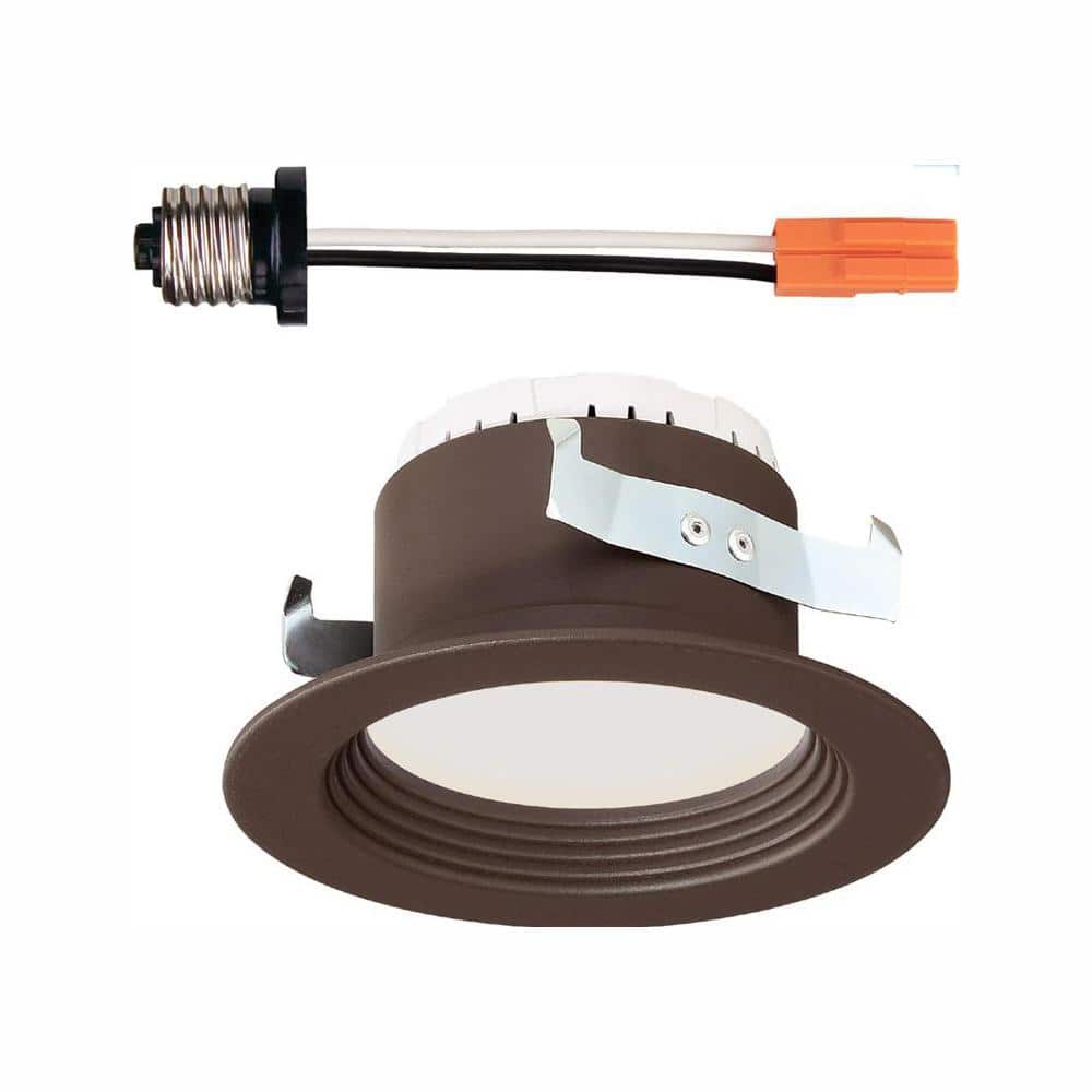 4-Inch Bronze LED Recessed Ceiling Light with Baffle Trim