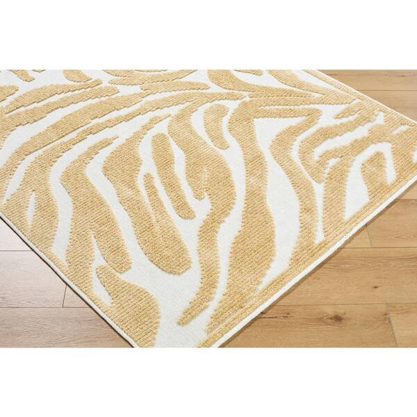 Livabliss Lyna White/Yellow Modern 5 ft. x 7 ft. Indoor Area Rug