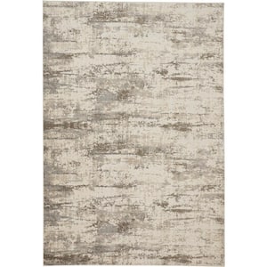 10 x 14 Brown and Ivory Abstract Area Rug