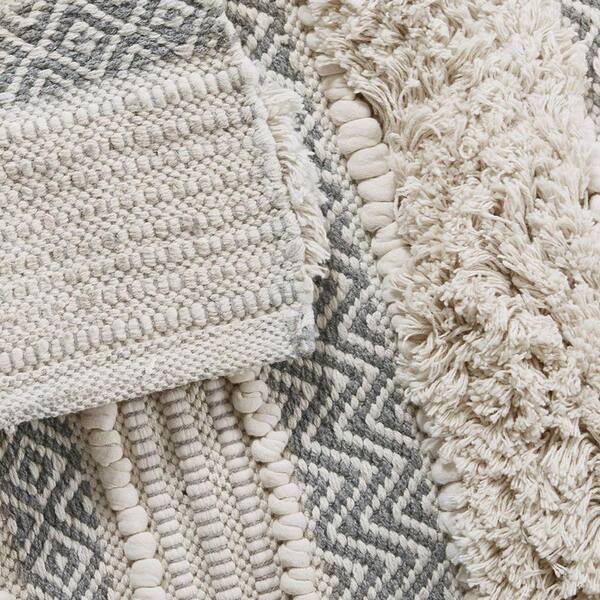 Tileon 20 in. x 32 in. Woven Texture Stripe Cotton Rectangle Bath