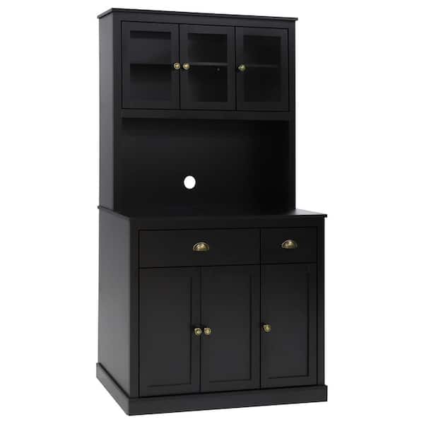 VEIKOUS 71 in. H Black Kitchen Storage Pantry Storage Cabinet Closet with-Doors and Adjustable Shelves