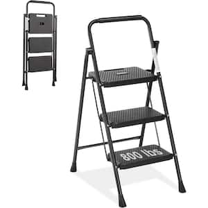 3 Step Ladder, Step Stool Foldable, 800lbs Portable Ladder with Wide Anti-Slip Pedal, Lightweight Step Ladder