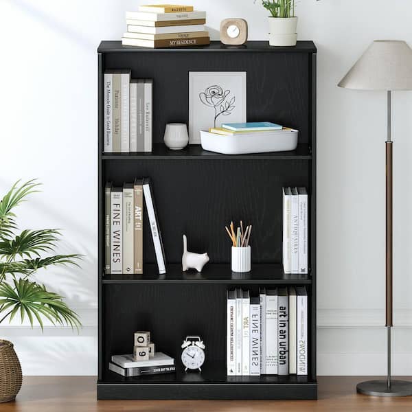 Lirago 49 in. Tall Black Wood 2-Shelf Standard Bookcase with