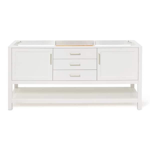 ARIEL Bayhill 72 in. W x 21.5 in. D x 34.5 in. H Double Freestanding Bath Vanity Cabinet without Top in White
