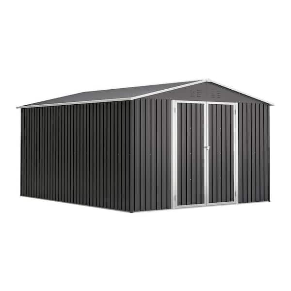 10 ft. W x 12 ft. D Black Metal Shed with Lockable Doors (120 sq. ft.)