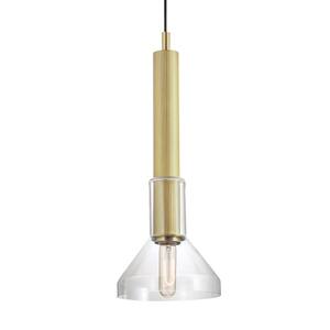 Funnel 1-Light Satin Brass Pendant Light With Glass Shade