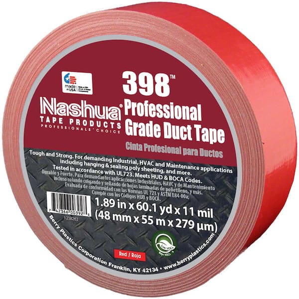 Nashua Tape 1.89 in. x 60.1 yds. 398 All-Weather HVAC Duct Tape in Red ...