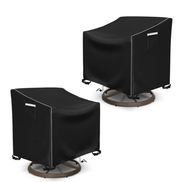 OVCRNIBI 2-Piece Outdoor Rotary Lounge Chair Cover, Waterproof Patio Chair Cover, 37.5 in. W x 39 in. D x 38.5 in. H, Black