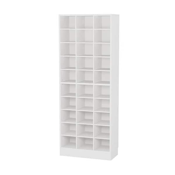 70.86 in. H x 25.59 in. W White Wood Shoe Storage Cabinet with 10 Tier and 30-Open Shelves