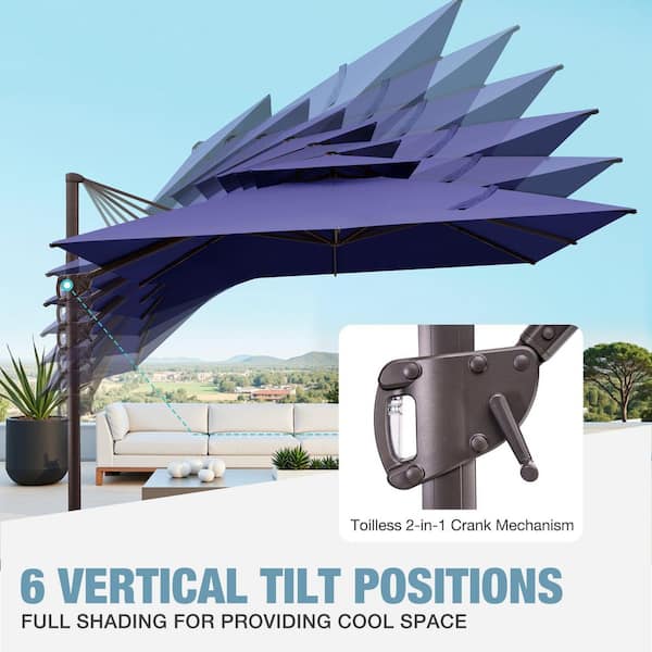 abba patio offset cantilever umbrella 11-feet outdoor Patio: offering six tilt angles and 360 10 Feet Cantilever Offset Umbrella
