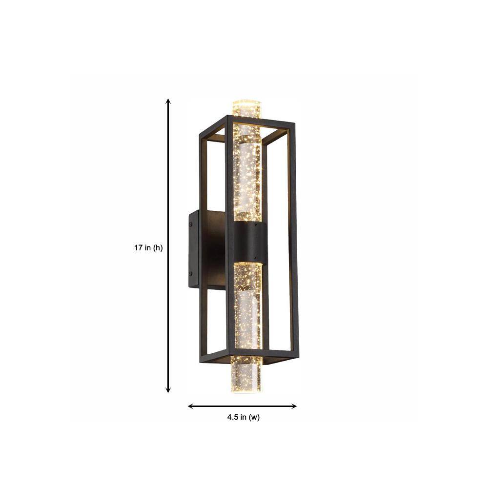 Aloft Black LED Wall Sconce with Clear Seedy Glass