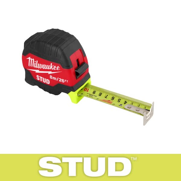 Milwaukee 8 m/26 ft. Gen II STUD Tape Measure With SAE & Metric Blade