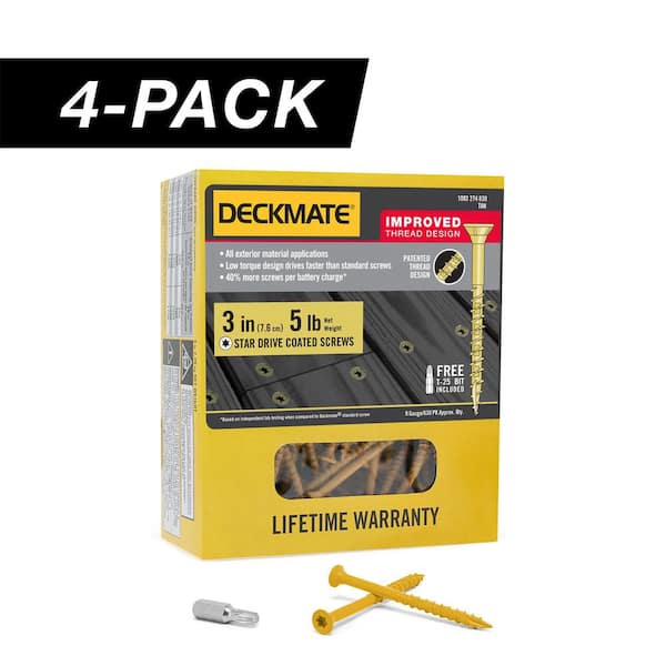 4-Pack #9 x 3 in. Tan Star Drive Flat-Head Wood Deck Screw (20 lb / 1,460-Piece)