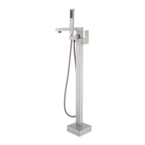 Single-Handle Freestanding Tub Faucet with Hand Shower in Brushed Nickel