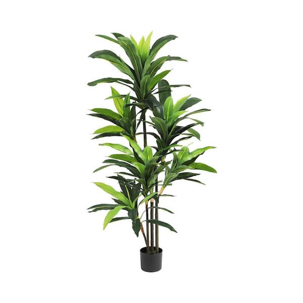5 ft. Artificial Dracaena Plant Tree In Pot, With Adjustable Branches And Leaves, Green