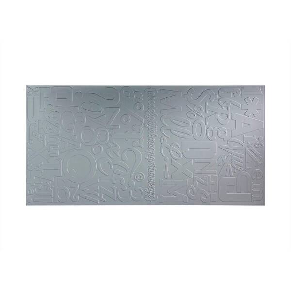 Fasade 96 in. x 48 in. Alphabet Decorative Wall Panel in Argent Silver