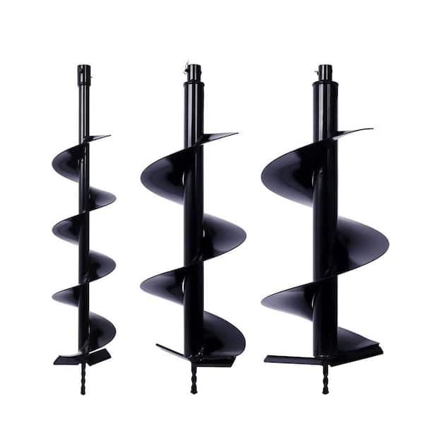 Cesicia Auger Drill Bits for Planting Set of 3-Garden Auger Drill Bit Spiral Drill Bit for 3/4 in. Shaft Post Hole Digger Bulbs
