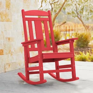 Red Plastic Adirondack Outdoor Rocking Chair Porch Rocker Patio Rocking Chairs Set of 1