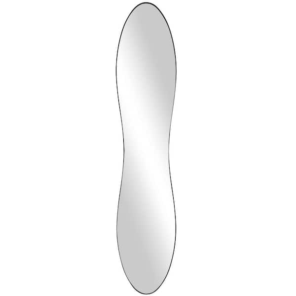 Litton Lane 45 in. x 9 in. Wavy Oval Framed Black Wall Mirror