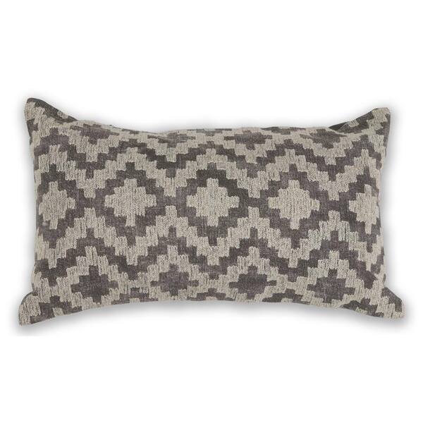 Kas Rugs Black and White Grey Geometric Hypoallergenic Polyester 12 in. x 20 in. Throw Pillow