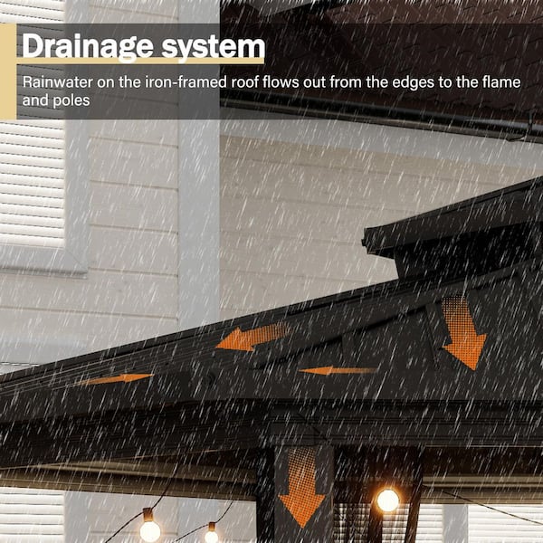 Clihome 15 ft. x 15 ft. Brown-Toned Black Finished Aluminum Frame