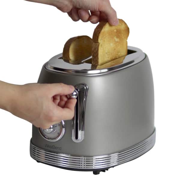 West Bend 2-Slice Stainless Steel Retro-Style 4 Functions, 6 Settings Toaster, Blue