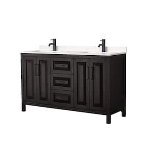 Daria 60 in. W x 22 in. D x 35.75 in. H Double Bath Vanity in Dark Espresso with Carrara Cultured Marble Top