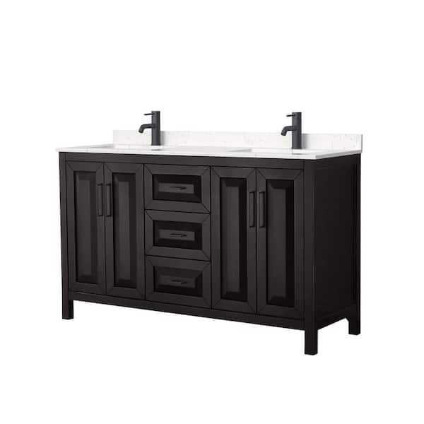 Wyndham Collection Daria 60 in. W x 22 in. D x 35.75 in. H Double Bath Vanity in Dark Espresso with Carrara Cultured Marble Top