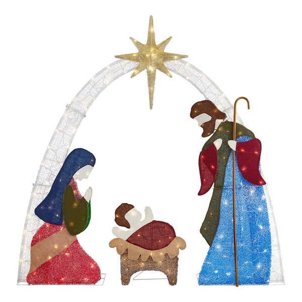 Home Accents Holiday 7 ft. Warm White LED 2D Nativity Scene ...