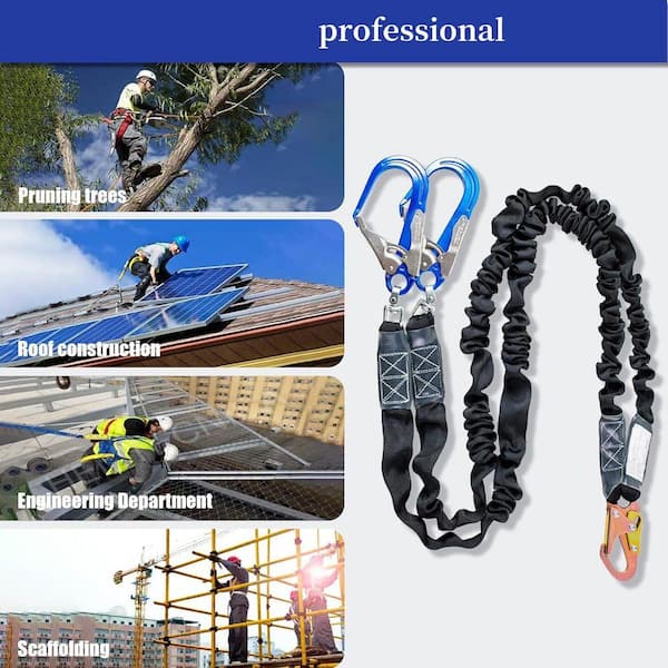 Flat Polyester Safety Lanyard – 70" Fall Protection Strap For Climbing, Construction, Arborist Work