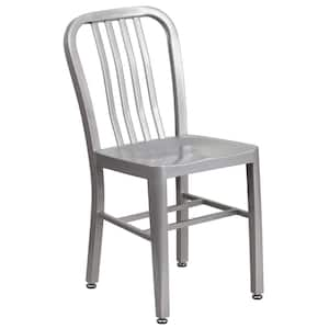 Metal Outdoor Dining Chair in Silver