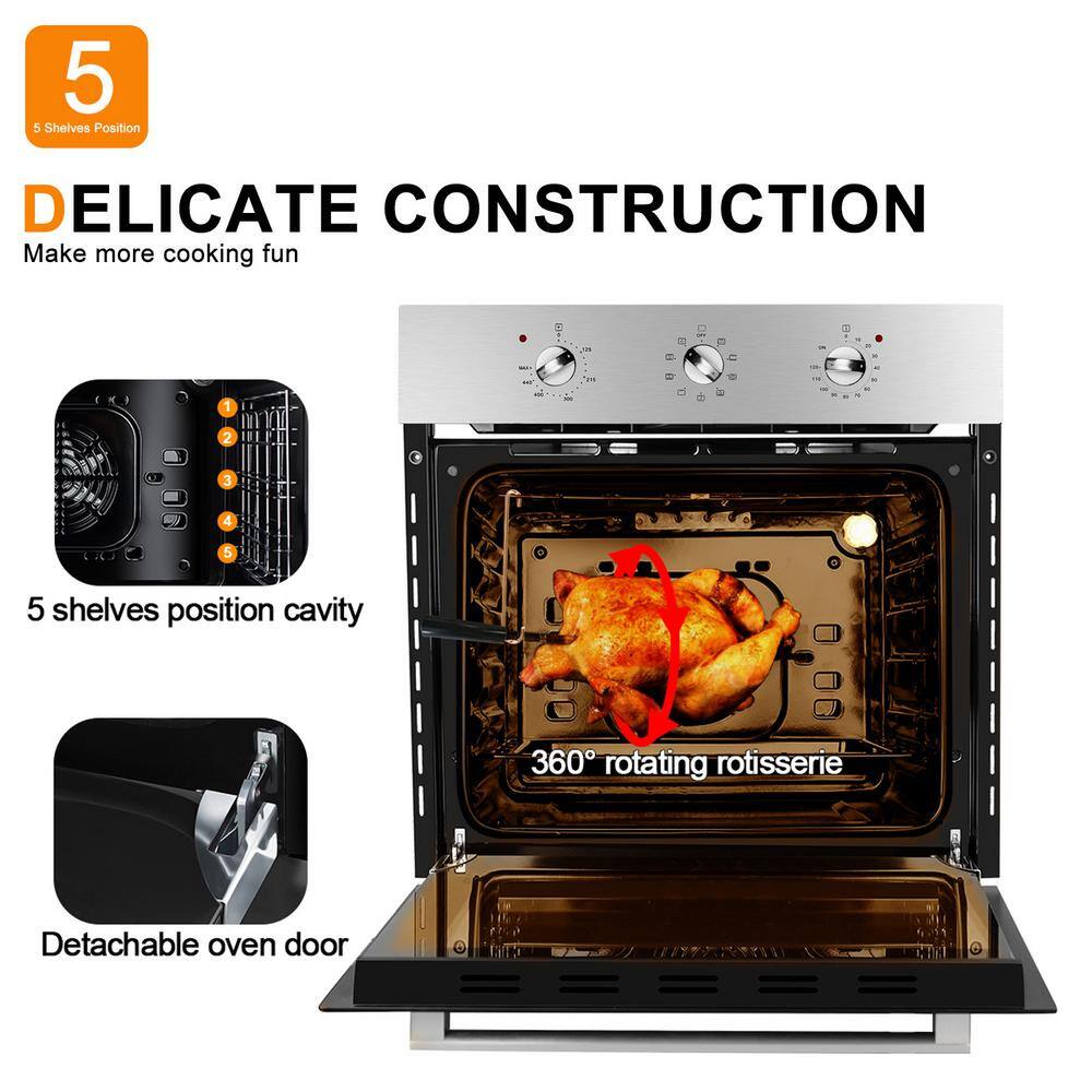 24-Inch Stainless Steel Convection Wall Oven with Rotisserie
