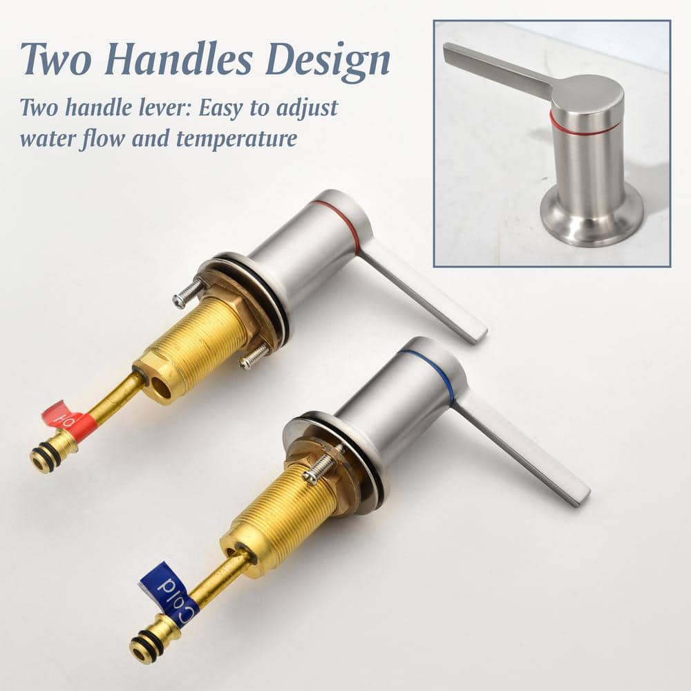 Brushed Nickel 8-Inch Widespread Double Handle Bathroom Faucet