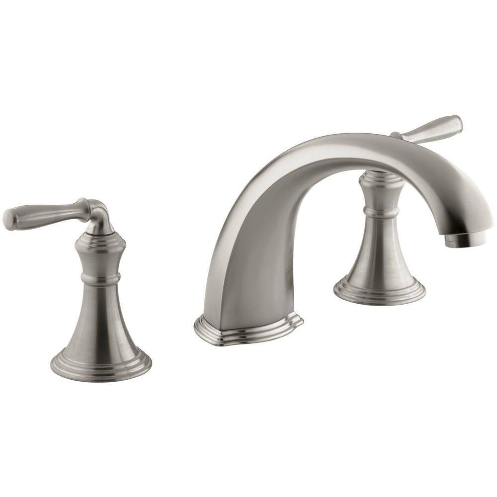 Devonshire Elegance Double Handle Vibrant Brushed Nickel Roman Tub Faucet