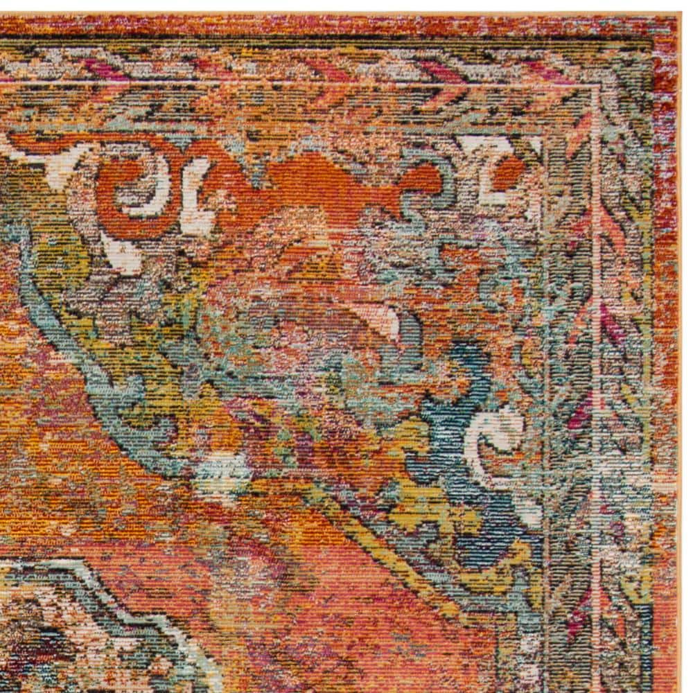 Reversible Light Blue Floral Synthetic 8' x 10' Area Rug