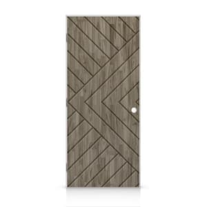 32 in. x 80 in. Chevron Arrow Right-Handed Hollow-Core Weather Gray Stained Pine Wood Single Prehung Interior Door